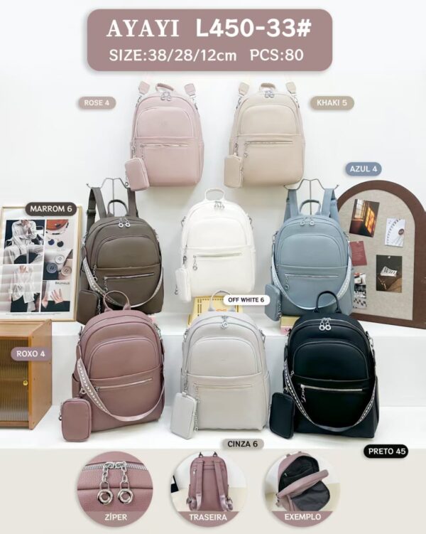 R$45,00 cada | CAIXA 80 peças L450-33# 38cm Mochila feminina couro Ayayi