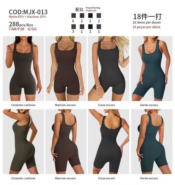 R$31,00 Cada | CAIXA 288 peças JX-013# Macaquinho Fitness Feminino Academia Modelador Sem Transparência