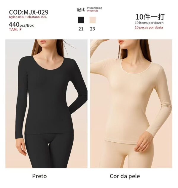 R$25,00 Cada | CAIXA 440 peças 010# Blusa Segunda Pele Feminina Termica