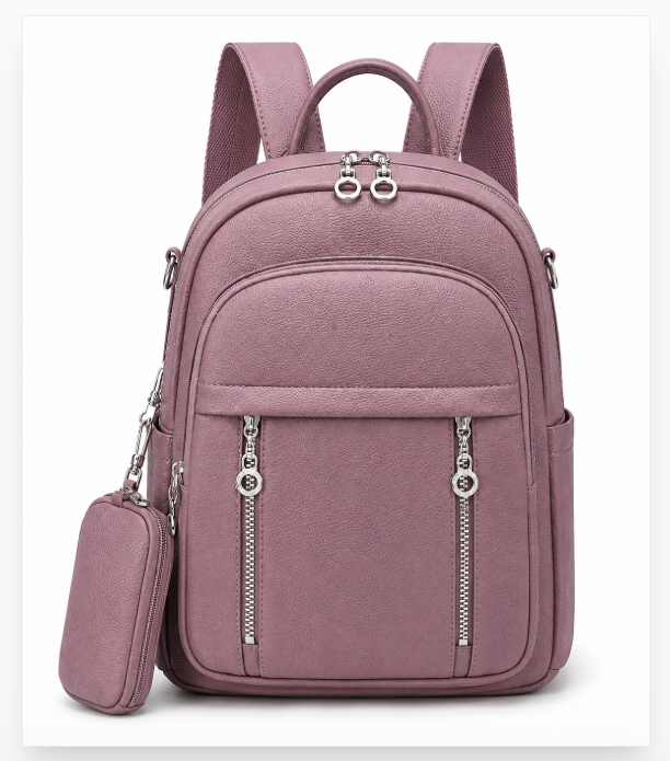 R$45,00 Cada | CAIXA 80 Peças # Mochila Feminina Premium Casual Elegante em Couro PU com Necessaire Impermeável Fashion